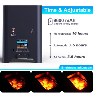 6 Pcs 6X18W LED RGBWA+UV Rechargeable Battery - Thumbnail Image 4