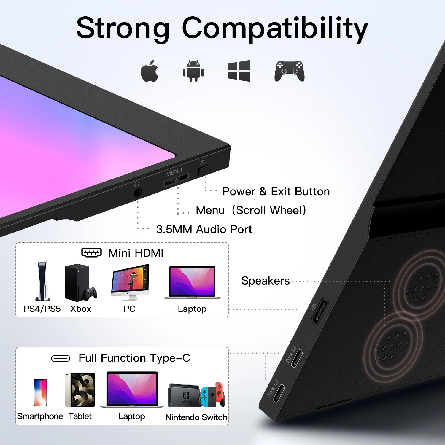 15.6 inch Portable Monitor for Laptop, - Image 2