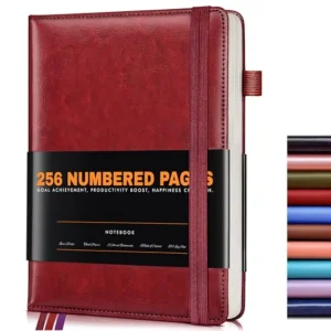 Lined Journal Notebook, 256 Numbered Pages Hardcover Leather - Thumbnail Image 6
