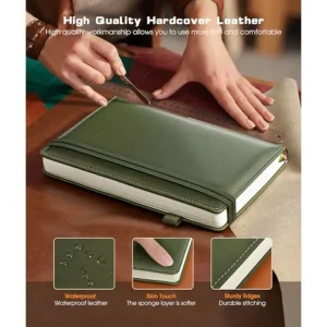 Lined Journal Notebook, 256 Numbered Pages Hardcover Leather - Thumbnail Image 2
